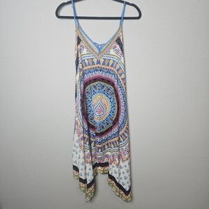 Flying Tomato Hanky Dress Womens S Small Flowy Boho‎ Asymmetrical Hem Colorful